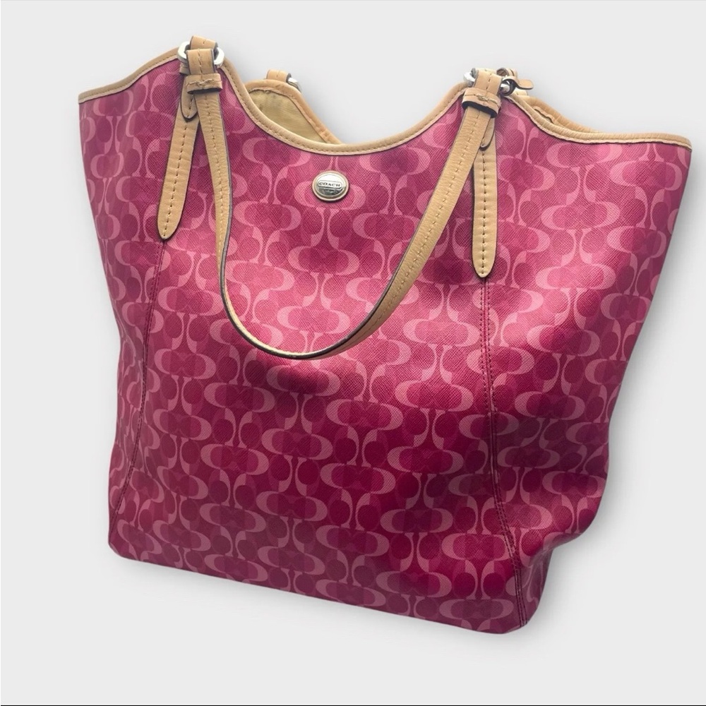 Genuine Coach Leather Tote Bag Peyton Dream C Pink and Tan Tote F25522 - Picture 3 of 14
